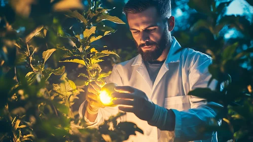 Glowing Fruit Examined by Scientist