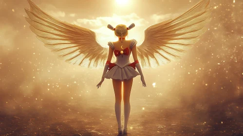 Celestial Anime Character with Wings