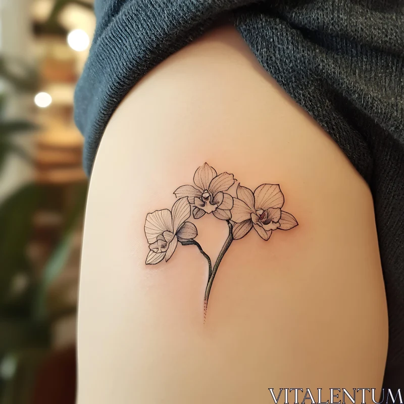 Floral Arm Tattoo of Orchids AI Image