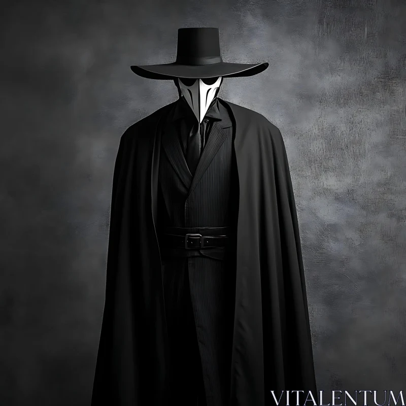 Enigmatic Character with Plague Doctor Mask AI Image