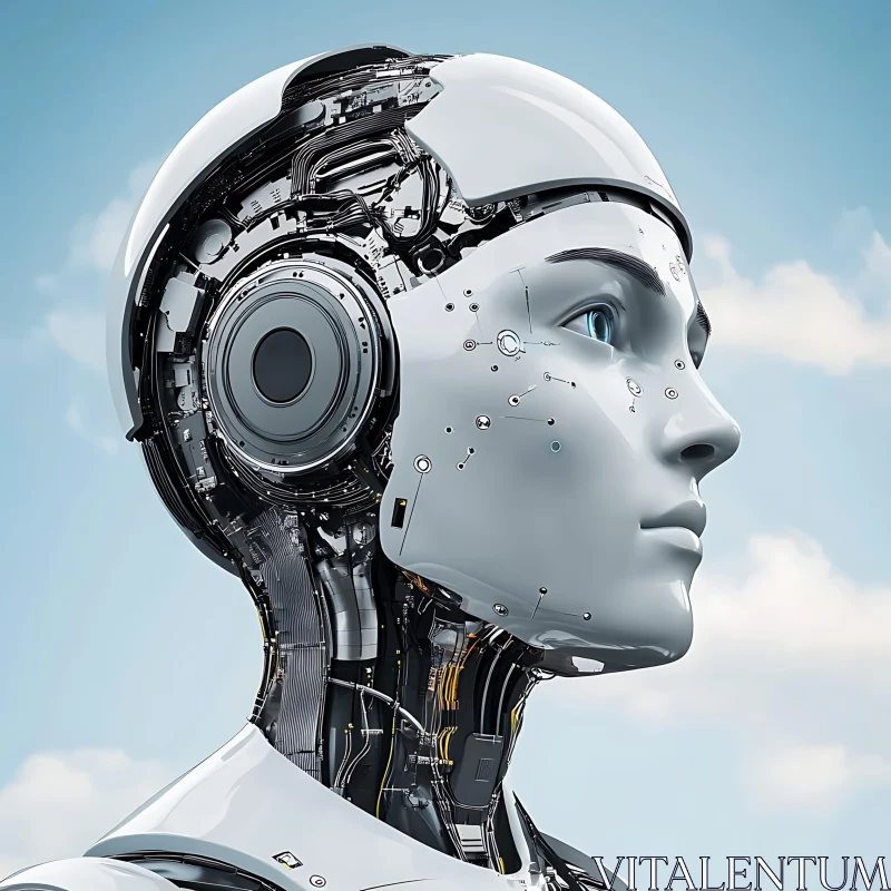 Futuristic Cyborg Profile with Mechanical Details AI Image