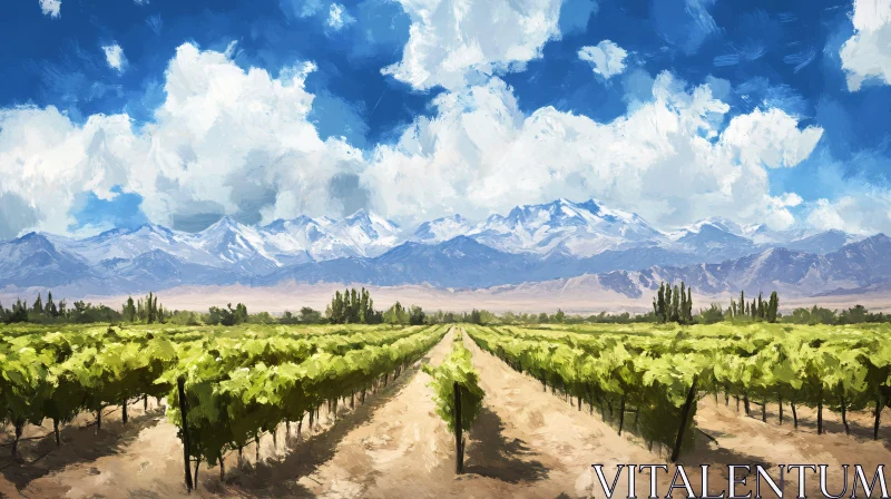 AI ART Vineyard and Mountain Landscape