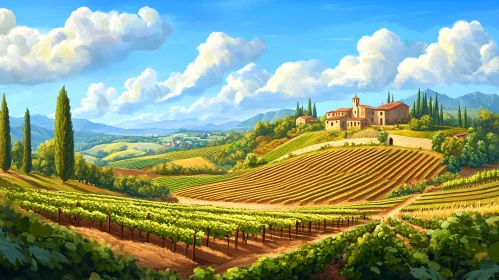 Scenic Tuscany Vineyard with Villa