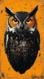 Bold Orange Owl Art