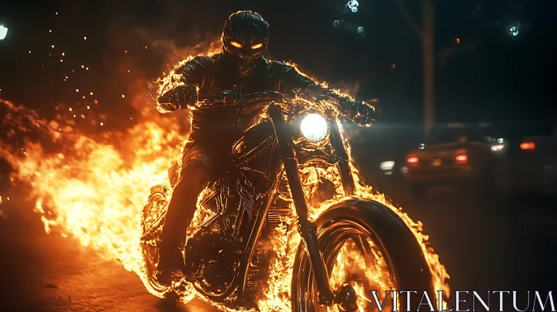 AI ART Fiery Motorcycle Rider