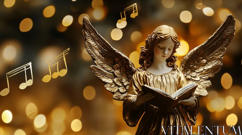 AI ART Angel Statue with Book and Music