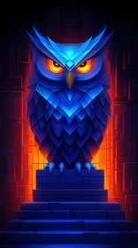 Abstract Owl in Electric Blue