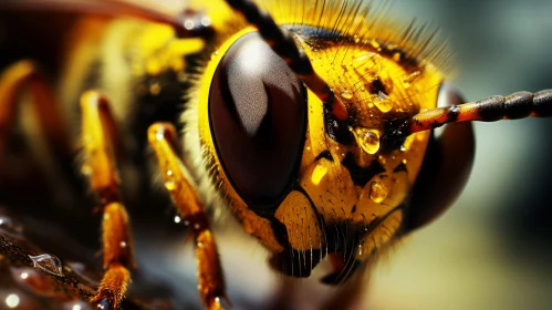 Close-Up of Yellow and White Hornet - Photorealistic Art