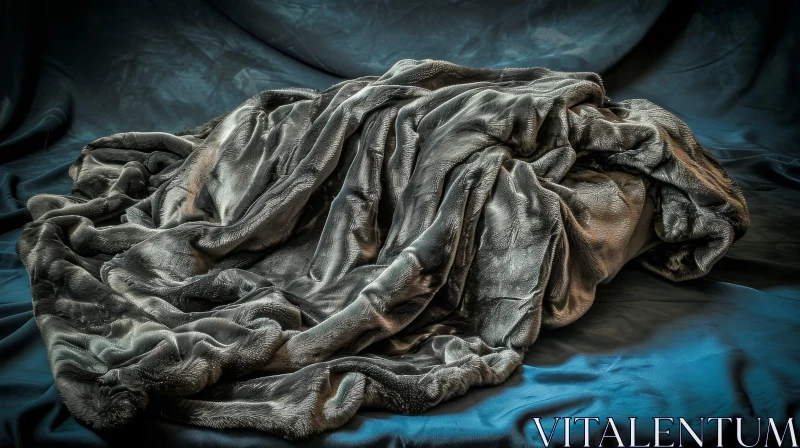 Dark Blue Crushed Velvet Blanket | Soft and Fluffy AI Image