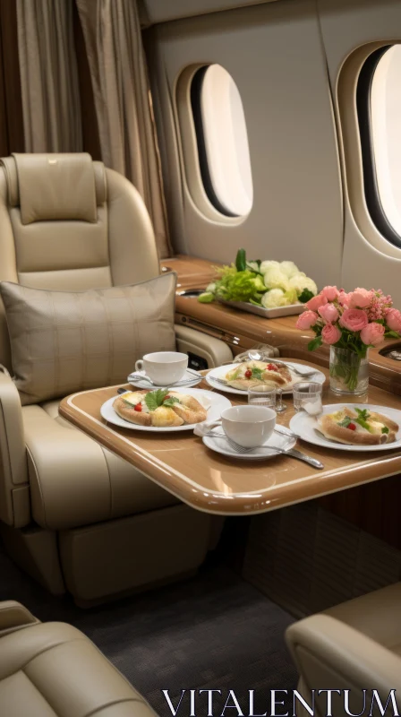 Luxurious Jet Cabin with Meal | Stunning Hyperrealistic Artwork AI Image