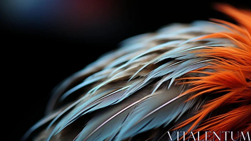 Stunning Feather Art: Orange and Blue Feather on a Black Background AI Image