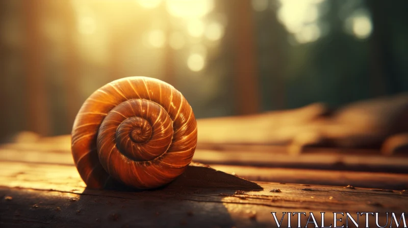 Sunlit Snail on Wood: A Mythology-Inspired Marine Biology Portrait AI Image