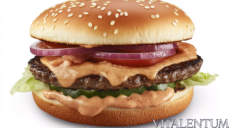AI ART Juicy Burger with Sesame Seed Bun