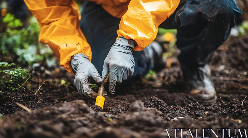 Planting Seedlings in Rich Soil AI Image