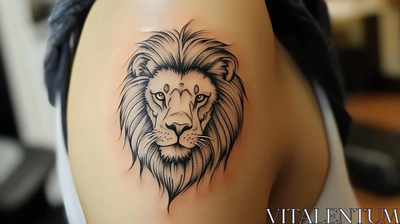 Lion Head Tattoo Art AI Image