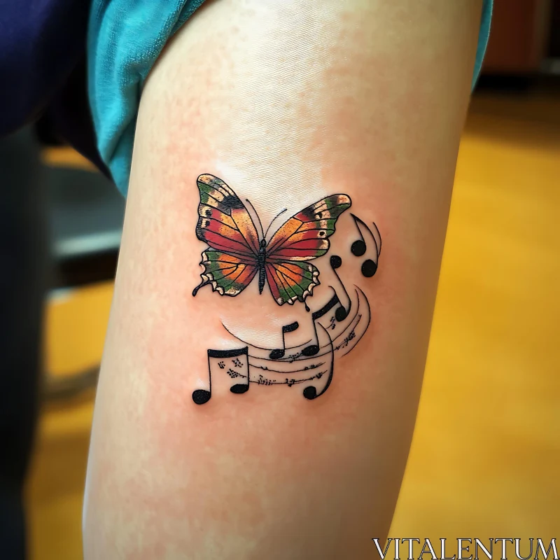 Musical Butterfly Tattoo Art AI Image