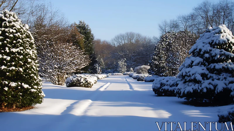 AI ART Snowy Trees Winter Scene