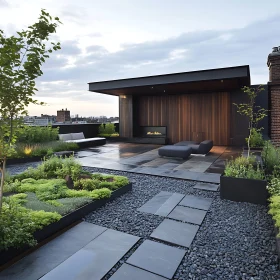 Modern Rooftop Garden with Fireplace