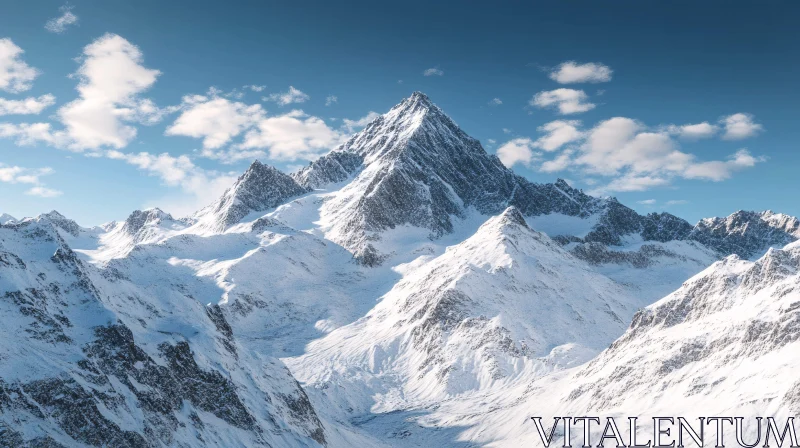 AI ART Snow-Capped Peaks with Clear Blue Sky