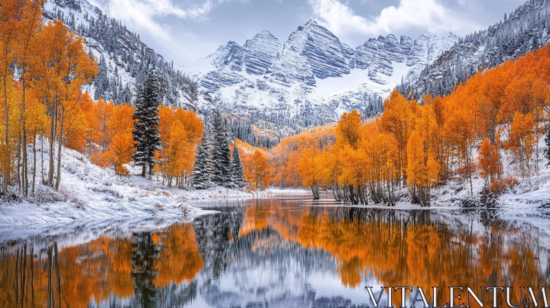 Autumn and Winter Harmony in Nature AI Image