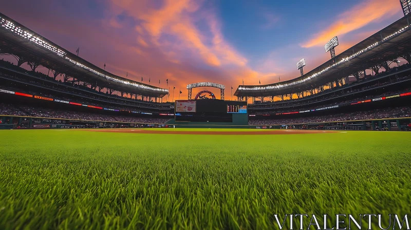 AI ART Sunset Over Baseball Stadium