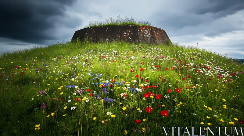 AI ART Hill Bunker with Wildflowers