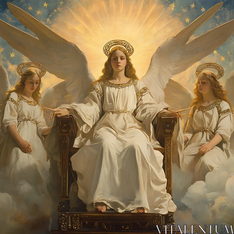 Three Angels in Divine Light AI Image