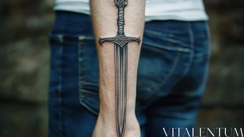 Sword Forearm Tattoo - Detailed Ink Design AI Image