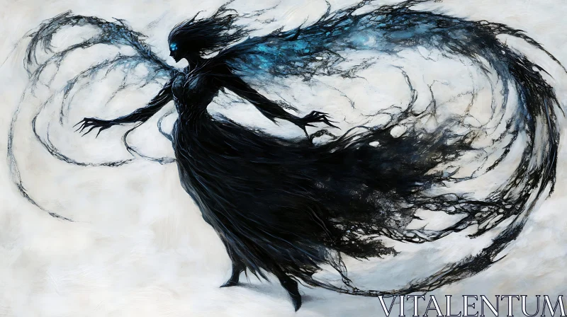 Abstract Silhouette of Woman in Dark Art AI Image