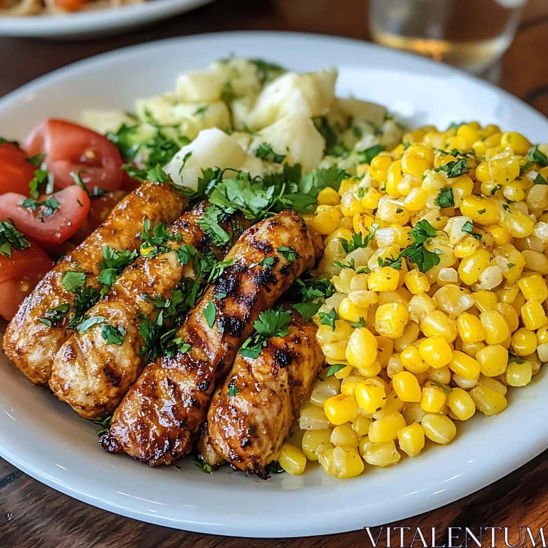 Tasty Grilled Chicken Plate AI Image