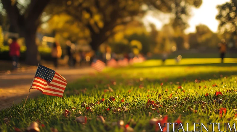 Patriotic Tribute in Golden Sunlight AI Image