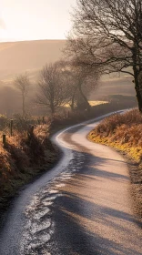 Frosty Path in Rural Landscape