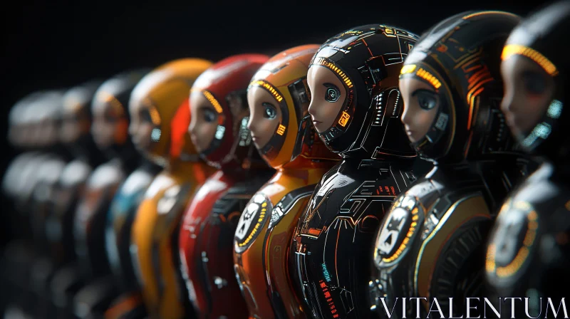 Futuristic Cyborgs in a Line AI Image