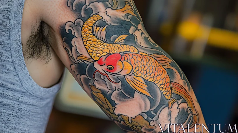 Koi Fish Arm Tattoo Design AI Image