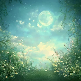 Moonlit Wildflower Field