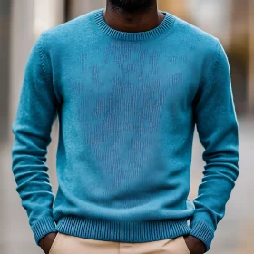 Menswear Blue Sweater Casual Fashion