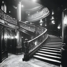 Monochrome Opulence: A Winding Staircase Study