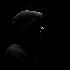 Monochromatic Hooded Man Profile