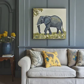 Interior with Elephant Art