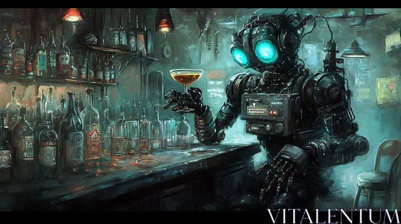 AI ART Android Sipping Cocktail