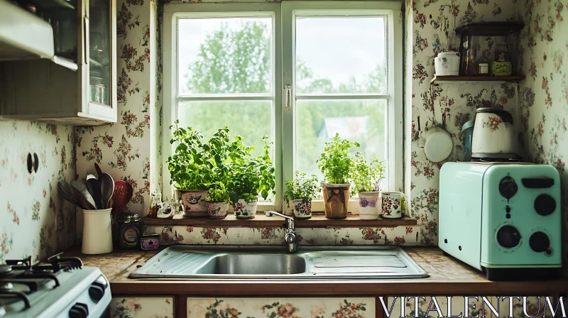 AI ART Charming Floral Kitchen Interior