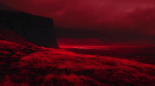 Monochromatic Red Field and Mountain