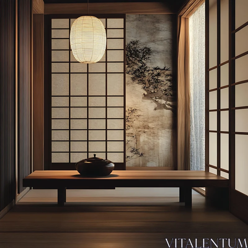 AI ART Minimalist Japanese Style Room