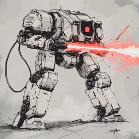 Monochrome Mech Warrior with Red Laser