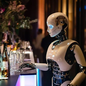 Robot Bartender in a High-Tech Bar