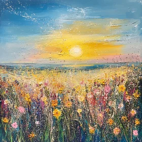 Sunset Over Flower Meadow