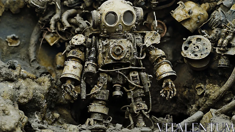 Vintage Robot in Ruins AI Image