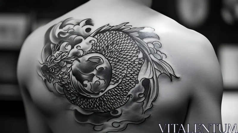 Intricate Fish Tattoo in Monochrome AI Image