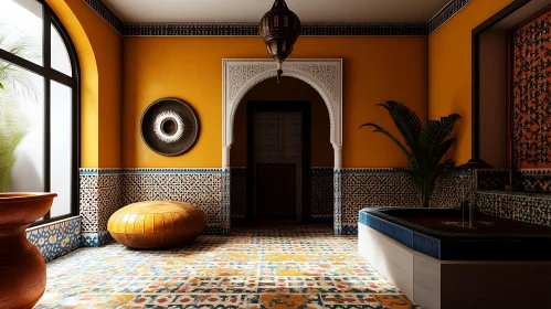 Oriental Interior with Yellow Walls and Design