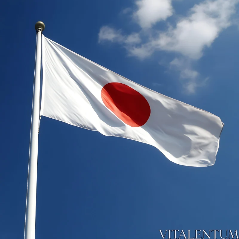 National Flag of Japan on a Sunny Day AI Image